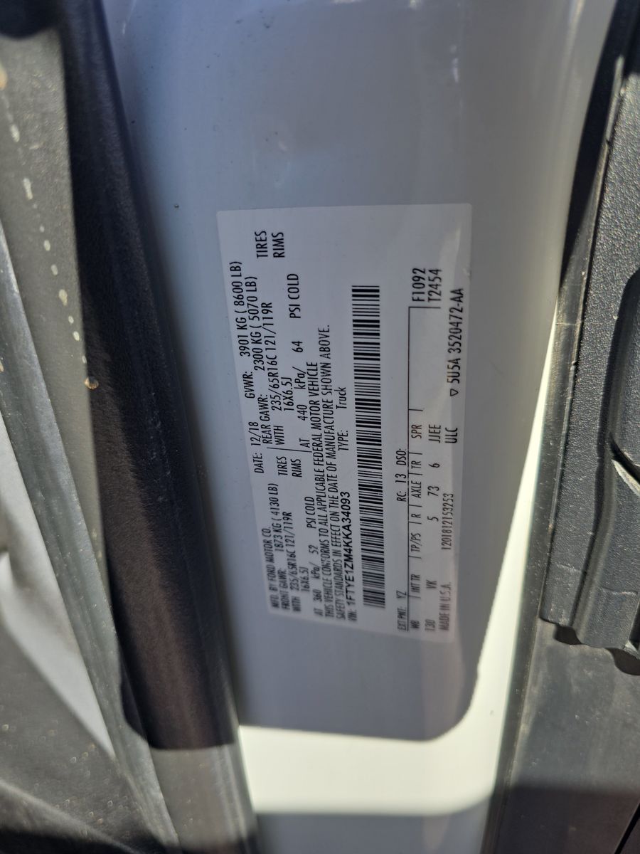2019 Ford Transit 150 Cargo Van wRH Swing-Out Doors Low Roof 129.9 WB