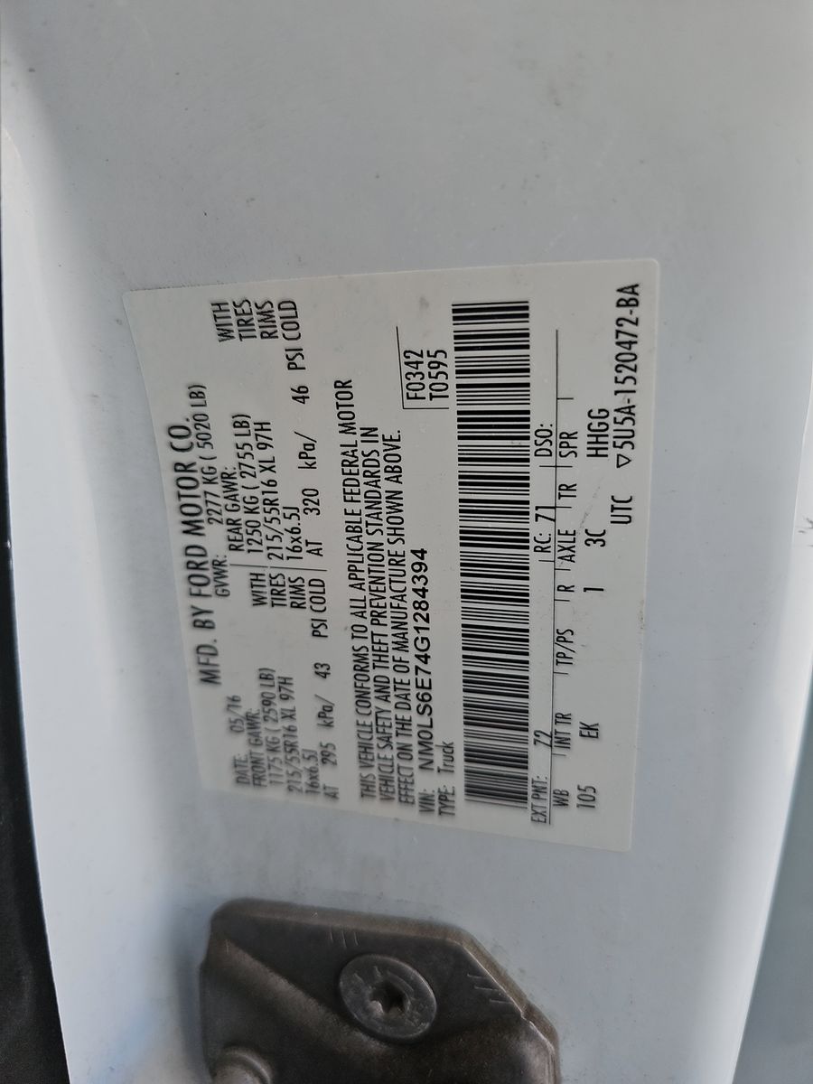 2016 Ford Transit Connect Cargo Van XL w/Rear Swing-Out Doors 104.8" WB