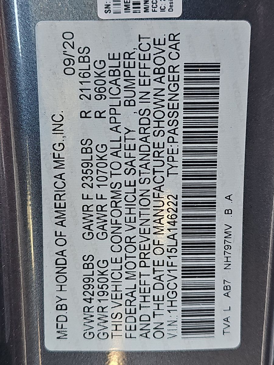 2020 Honda Accord Sedan LX 1.5T