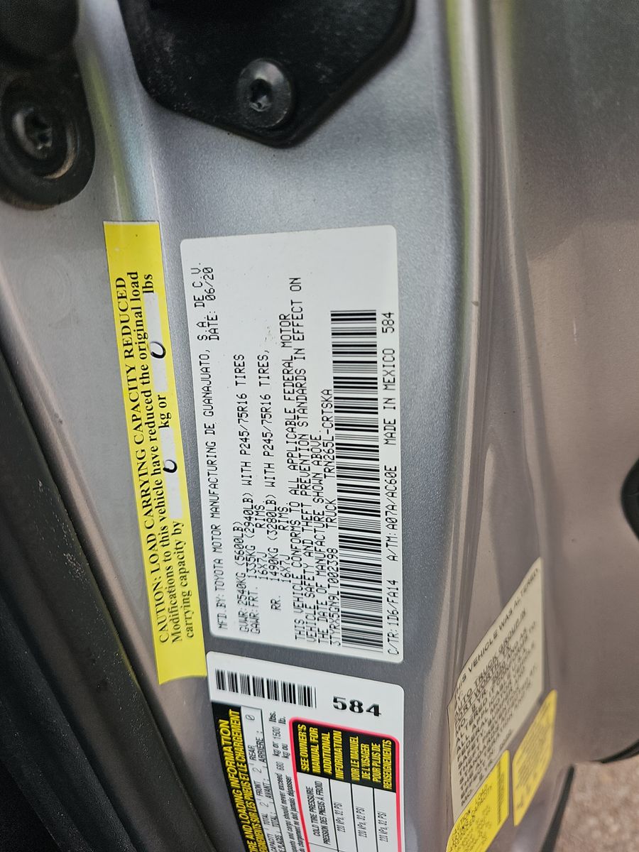 2020 Toyota Tacoma SR Extended Cab Long Bed w/Rear Doors