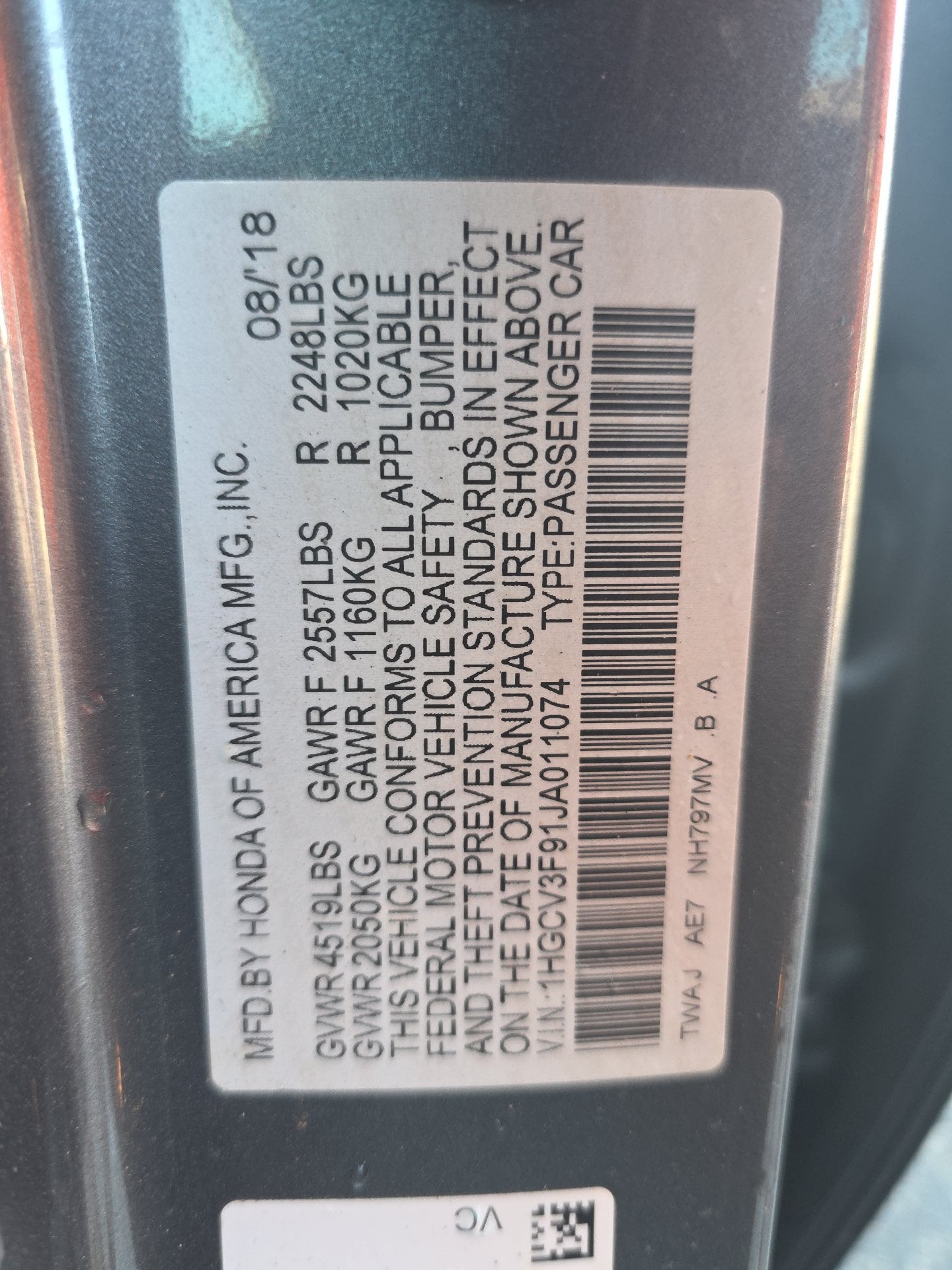 2018 Honda Accord Hybrid Touring