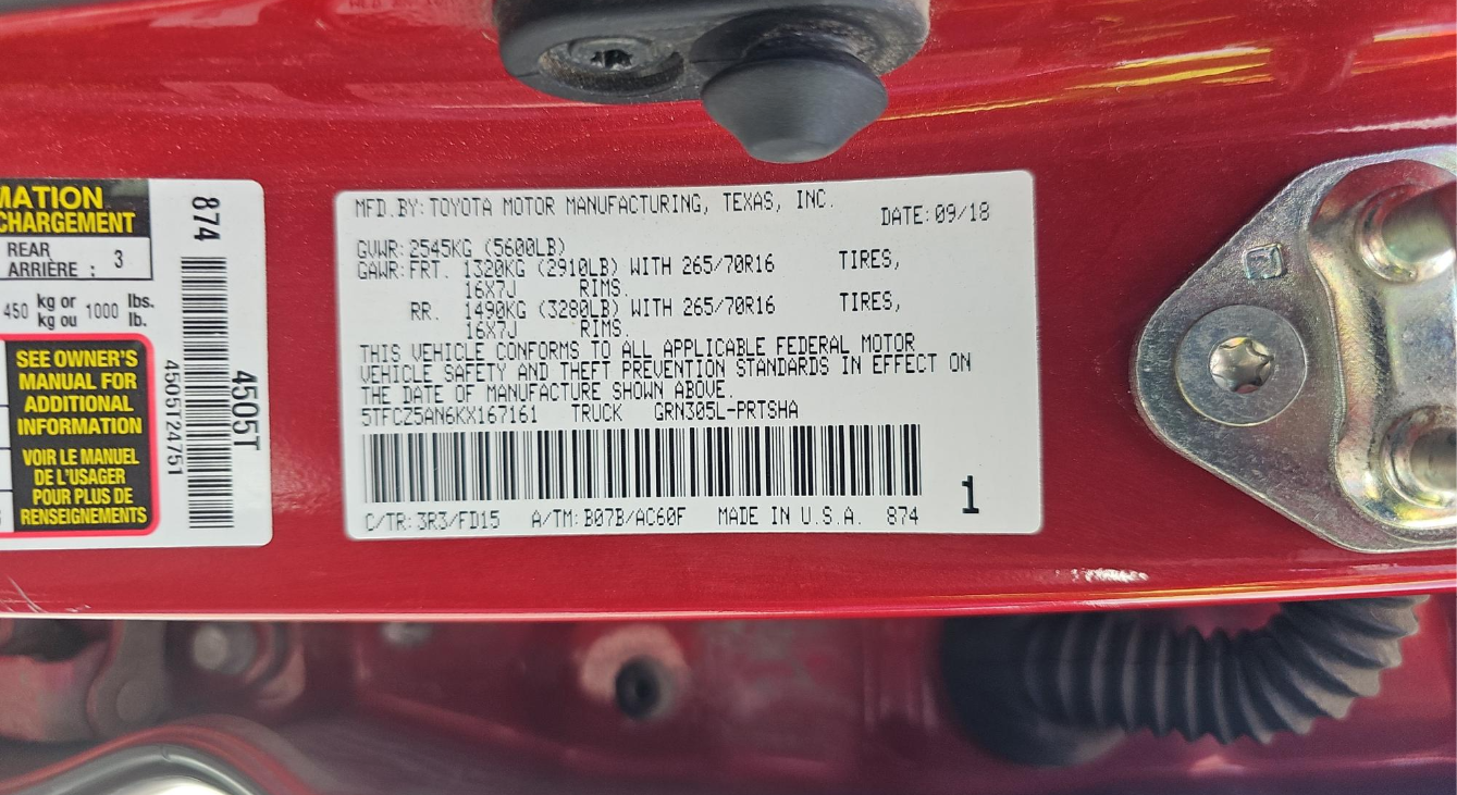 2019 Toyota Tacoma TRD Off-Road Crew Cab Medium Bed