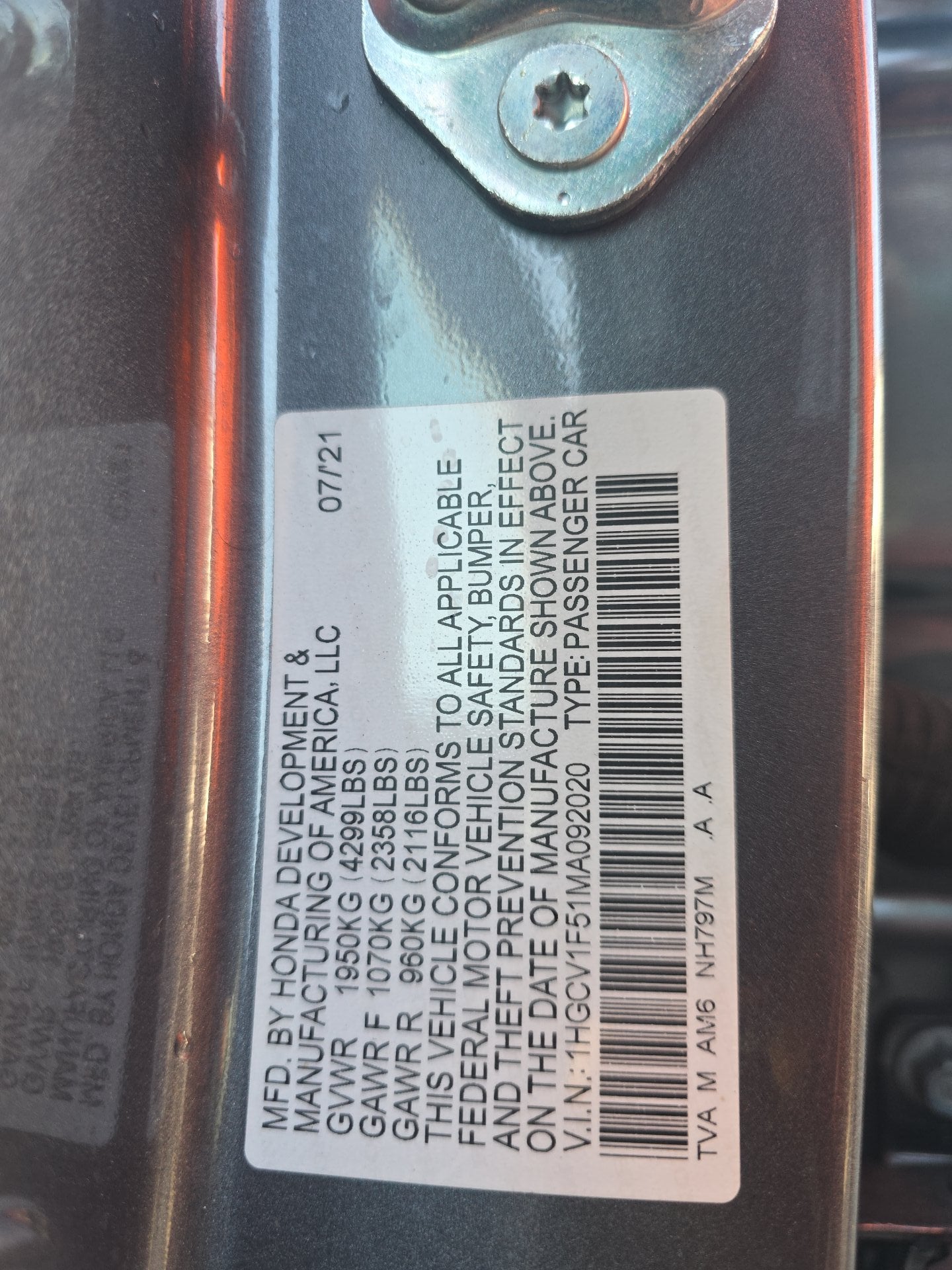 2021 Honda Accord Sedan EX-L 1.5T